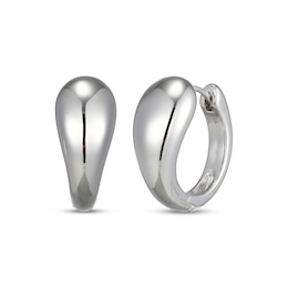 Teardrop Huggie Hoop Earrings Sterling Silver