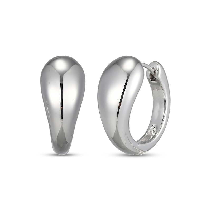 Main Image 1 of Teardrop Huggie Hoop Earrings Sterling Silver