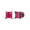 Thumbnail Image 1 of Men's Square-Cut Lab-Created Ruby Solitaire Stud Earrings Matte Gunmetal-Plated Sterling Silver