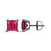 Thumbnail Image 3 of Men's Square-Cut Lab-Created Ruby Solitaire Stud Earrings Matte Gunmetal-Plated Sterling Silver