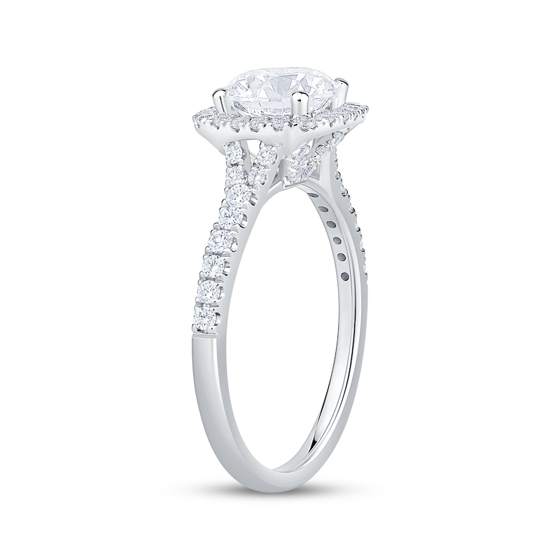 Main Image 2 of Lab-Grown Diamonds Round-Cut Cushion Halo Engagement Ring 2 ct tw 14K White Gold