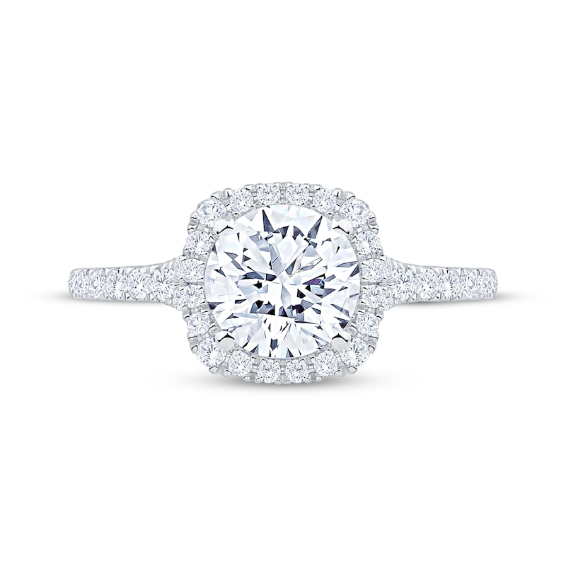 Main Image 3 of Lab-Grown Diamonds Round-Cut Cushion Halo Engagement Ring 2 ct tw 14K White Gold