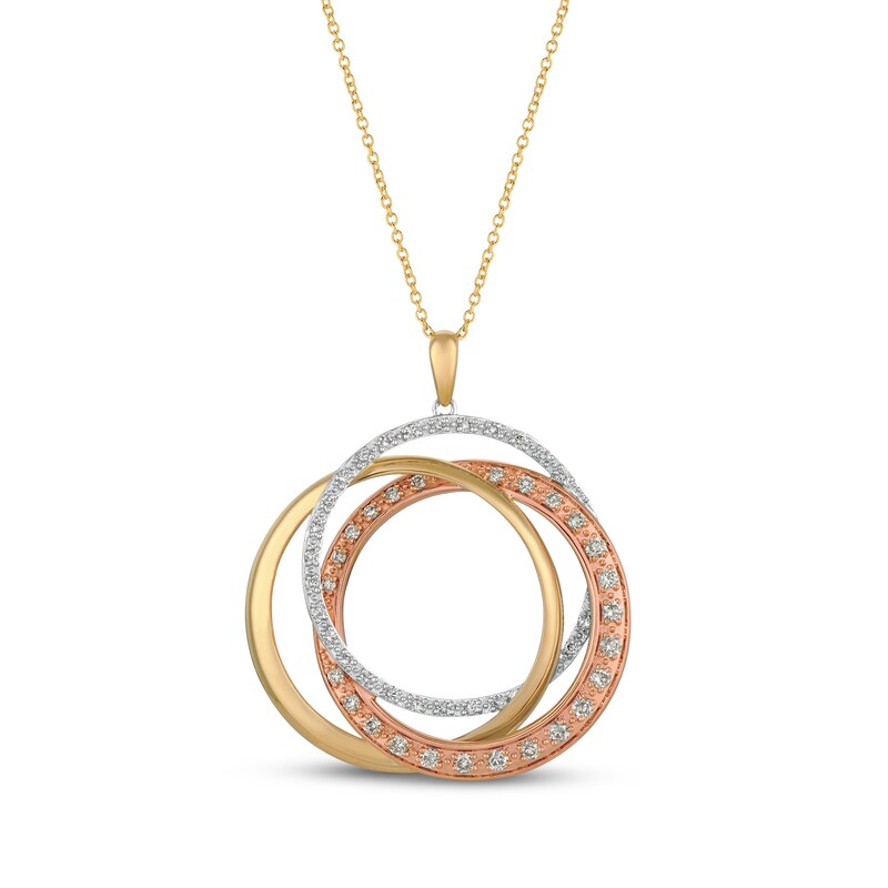 Main Image 1 of Le Vian Diamond Circles Necklace 1 ct tw 14K Tri-Tone Gold 20"