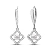 Thumbnail Image 1 of Cultured Pearl & White Lab-Created Sapphire Flower Frame Dangle Earrings Sterling Silver