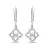 Thumbnail Image 2 of Cultured Pearl & White Lab-Created Sapphire Flower Frame Dangle Earrings Sterling Silver