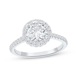 Lab-Grown Diamonds Round-Cut Halo Engagement Ring 1-1/2 ct tw 14K White Gold