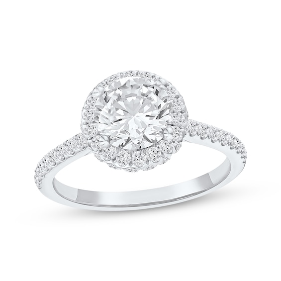Lab-Grown Diamonds Round-Cut Halo Engagement Ring 1-1/2 ct tw 14K White Gold