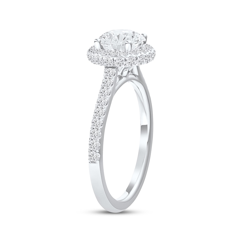 Main Image 2 of Lab-Grown Diamonds Round-Cut Halo Engagement Ring 1-1/2 ct tw 14K White Gold