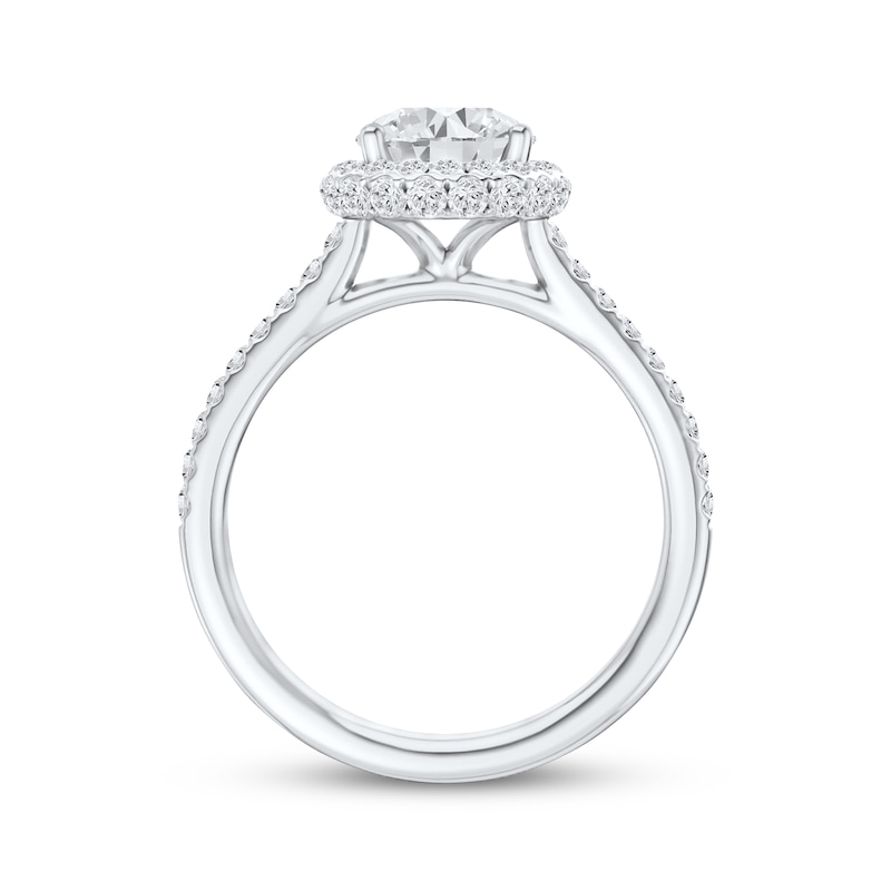 Main Image 3 of Lab-Grown Diamonds Round-Cut Halo Engagement Ring 1-1/2 ct tw 14K White Gold