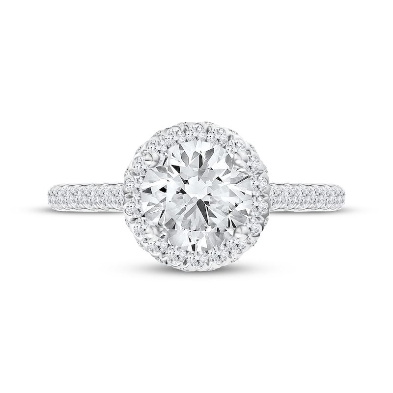 Main Image 4 of Lab-Grown Diamonds Round-Cut Halo Engagement Ring 1-1/2 ct tw 14K White Gold