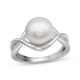 Cultured Pearl Twist Shank Ring Sterling Silver