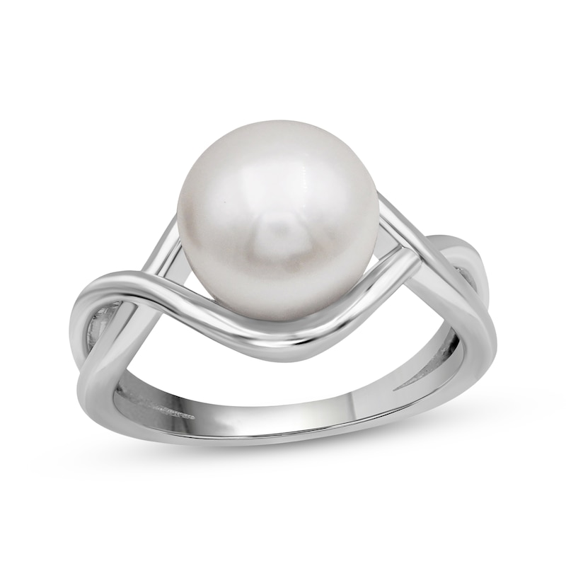 Main Image 1 of Cultured Pearl Twist Shank Ring Sterling Silver