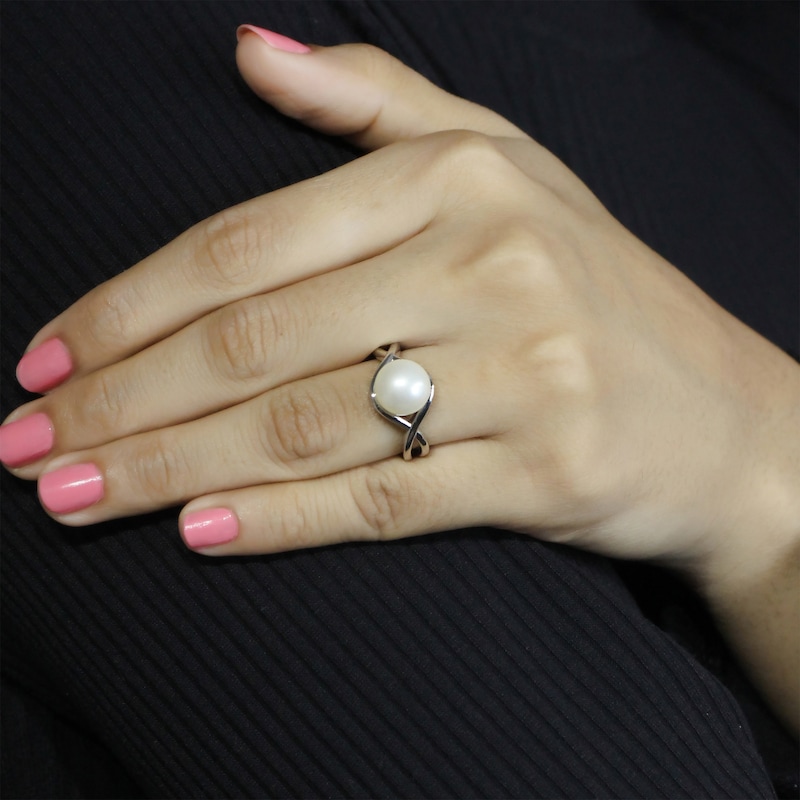 Main Image 3 of Cultured Pearl Twist Shank Ring Sterling Silver