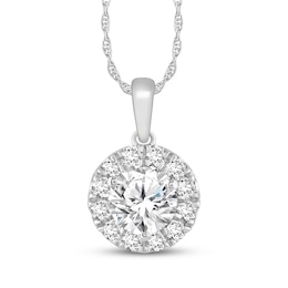 KAY Lab-Grown Diamonds Halo Necklace 1 ct tw 10K White Gold 18"