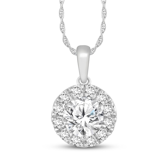 KAY Lab-Grown Diamonds Halo Necklace 1 ct tw 10K White Gold 18"