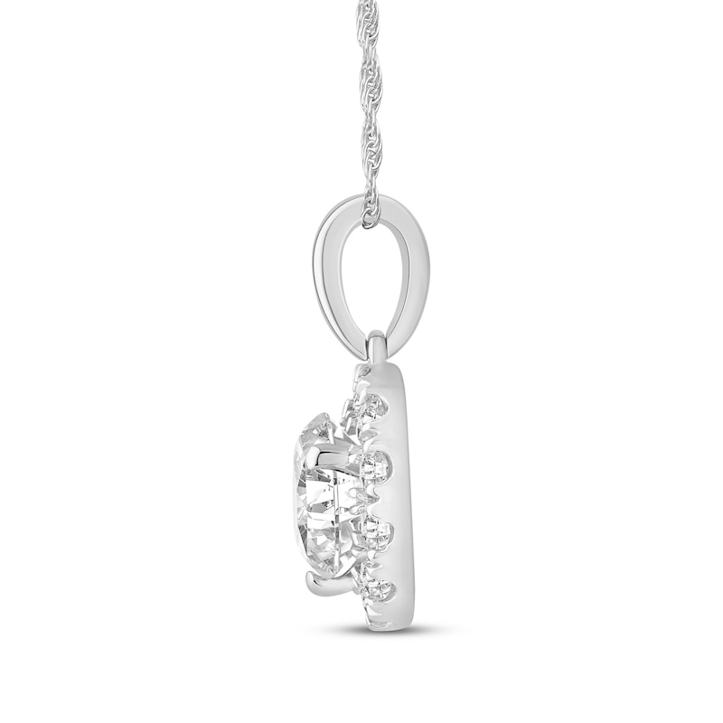 Main Image 2 of KAY Lab-Grown Diamonds Halo Necklace 1 ct tw 10K White Gold 18"