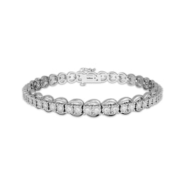 Diamond Scallop Link Bracelet 1 ct tw Sterling Silver 7.25"