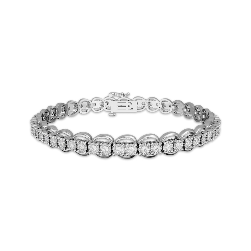 Main Image 1 of Diamond Scallop Link Bracelet 1 ct tw Sterling Silver 7.25"