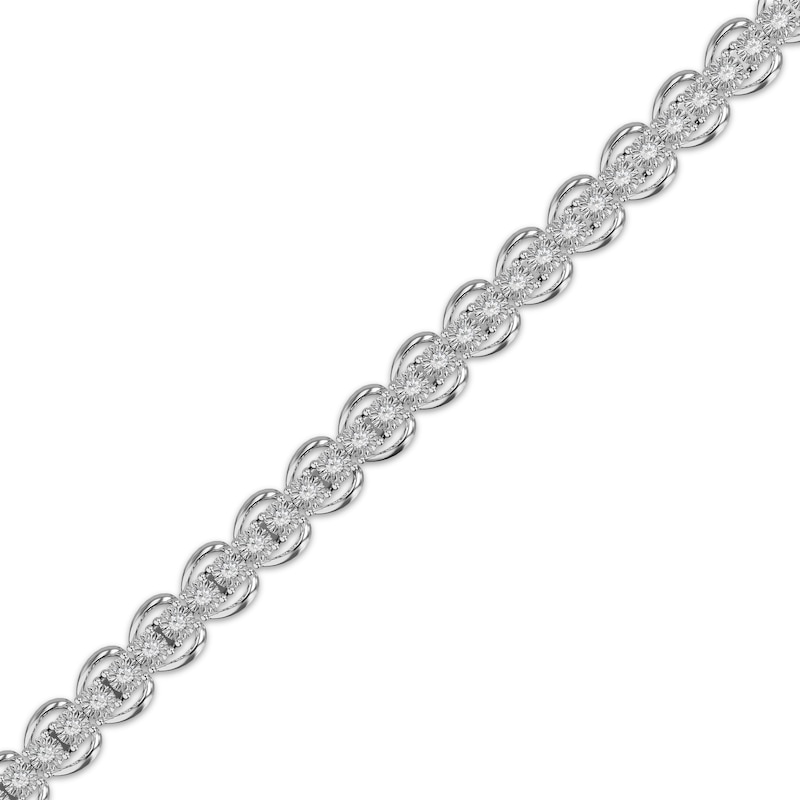 Main Image 2 of Diamond Scallop Link Bracelet 1 ct tw Sterling Silver 7.25"