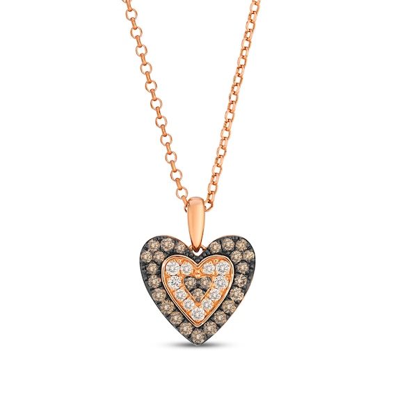 Le Vian Diamond Heart Necklace 1/2 ct tw 14K Strawberry Gold 19"