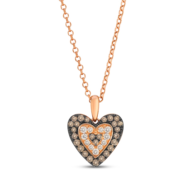 Main Image 1 of Le Vian Diamond Heart Necklace 1/2 ct tw 14K Strawberry Gold 19"
