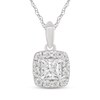 Thumbnail Image 1 of Princess-Cut Diamond Halo Necklace 1/2 ct tw 10K White Gold 18"
