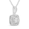 Thumbnail Image 2 of Princess-Cut Diamond Halo Necklace 1/2 ct tw 10K White Gold 18"