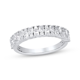 Adore Lab-Grown Diamonds Emerald-Cut & Round-Cut Two Row Anniversary Ring 1 ct tw 14K White Gold