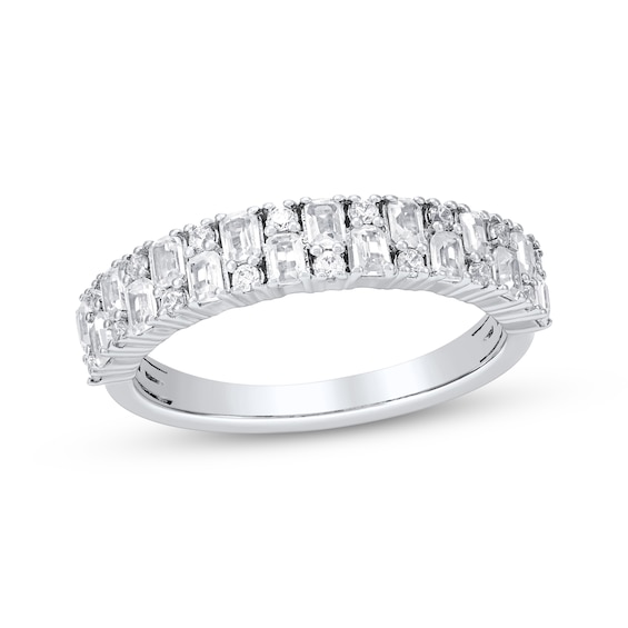 Adore Lab-Grown Diamonds Emerald-Cut & Round-Cut Two Row Anniversary Ring 1 ct tw 14K White Gold