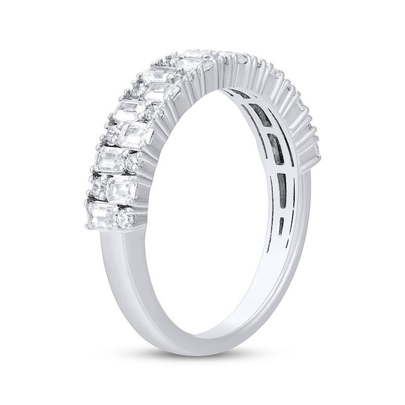 Main Image 2 of Adore Lab-Grown Diamonds Emerald-Cut & Round-Cut Two Row Anniversary Ring 1 ct tw 14K White Gold