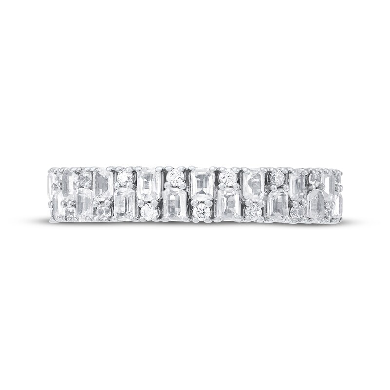 Main Image 4 of Adore Lab-Grown Diamonds Emerald-Cut & Round-Cut Two Row Anniversary Ring 1 ct tw 14K White Gold