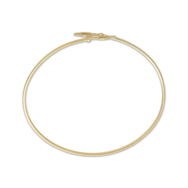 Main Image 3 of Italian Brilliance Diamond-Cut Clover Cuff Bangle Bracelet 14K Yellow Gold