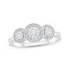 Thumbnail Image 1 of Adore Round-Cut Diamond Three-Stone Halo Engagement Ring 1/5 ct tw 10K White Gold
