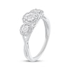 Thumbnail Image 2 of Adore Round-Cut Diamond Three-Stone Halo Engagement Ring 1/5 ct tw 10K White Gold
