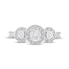 Thumbnail Image 3 of Adore Round-Cut Diamond Three-Stone Halo Engagement Ring 1/5 ct tw 10K White Gold