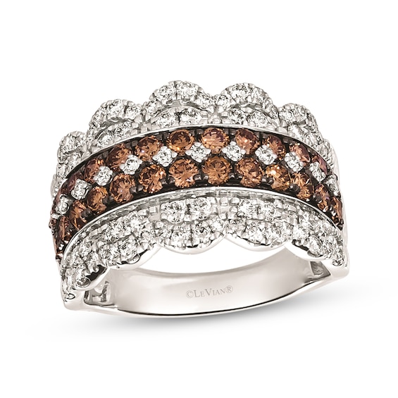 Le Vian Diamond Multi-Row Scalloped Ring 2 ct tw 14K Vanilla Gold