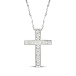 Diamond Cross Necklace 1/10 ct tw Sterling Silver