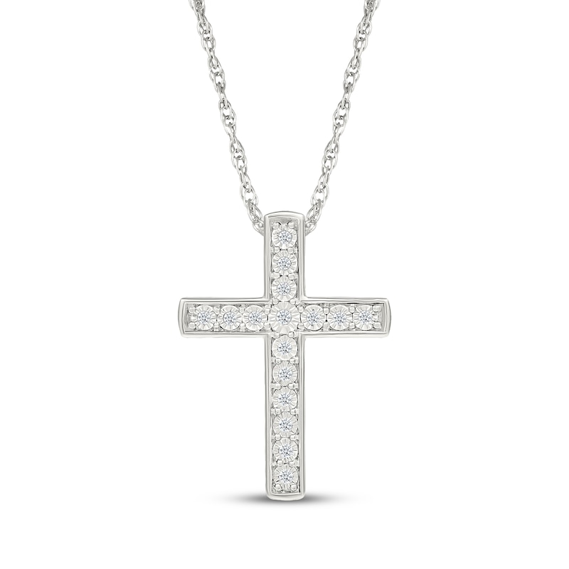 Main Image 1 of Diamond Cross Necklace 1/10 ct tw Sterling Silver