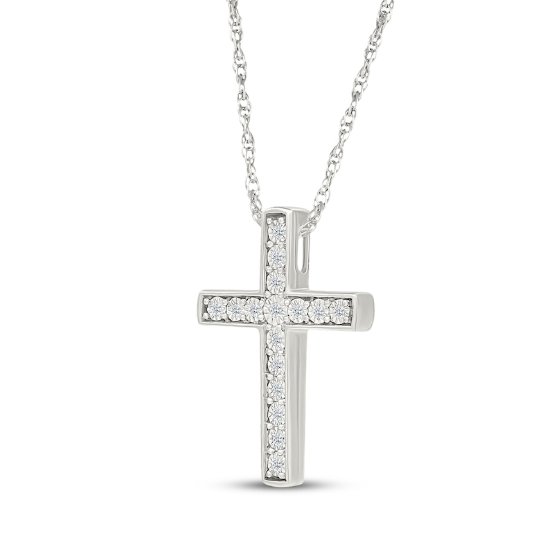 Main Image 2 of Diamond Cross Necklace 1/10 ct tw Sterling Silver