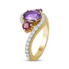 Thumbnail Image 2 of Oval-Cut Amethyst, Pink Topaz & Diamond Ring 1/2 ct tw 10K Yellow Gold