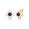 Thumbnail Image 1 of Cushion-Cut Garnet & Diamond Stud Earrings 1/6 ct tw 10K Yellow Gold