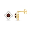 Thumbnail Image 3 of Cushion-Cut Garnet & Diamond Stud Earrings 1/6 ct tw 10K Yellow Gold