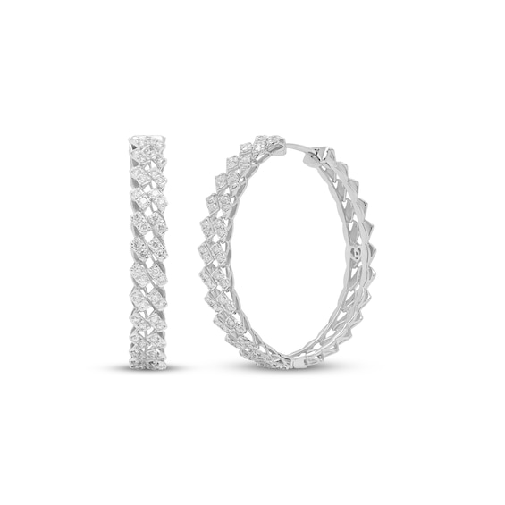 KAY Lab-Grown Diamonds Stacked Hoop Earrings 3/4 ct tw Sterling Silver