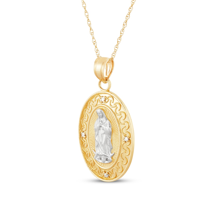 Main Image 2 of Diamond Accent Our Lady of Guadalupe Oval Necklace 14K Yellow Gold 20"