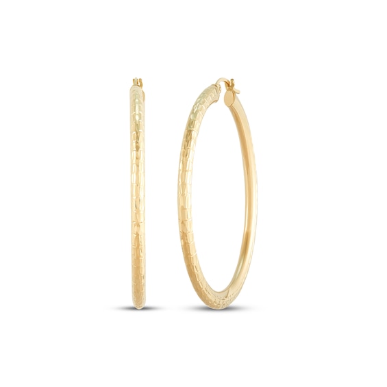 Diamond-Cut Hoop Earrings 10K Yellow Gold 50mm