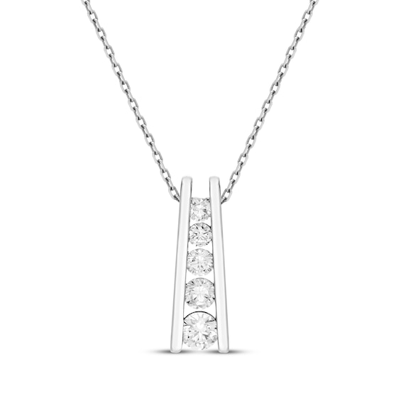 Diamond Ladder Necklace 1/4 ct tw Sterling Silver 18"
