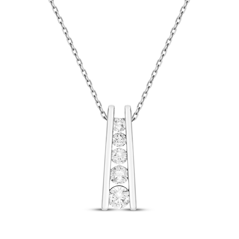 Main Image 1 of Diamond Ladder Necklace 1/4 ct tw Sterling Silver 18"