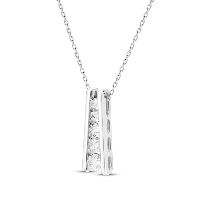 Main Image 2 of Diamond Ladder Necklace 1/4 ct tw Sterling Silver 18"
