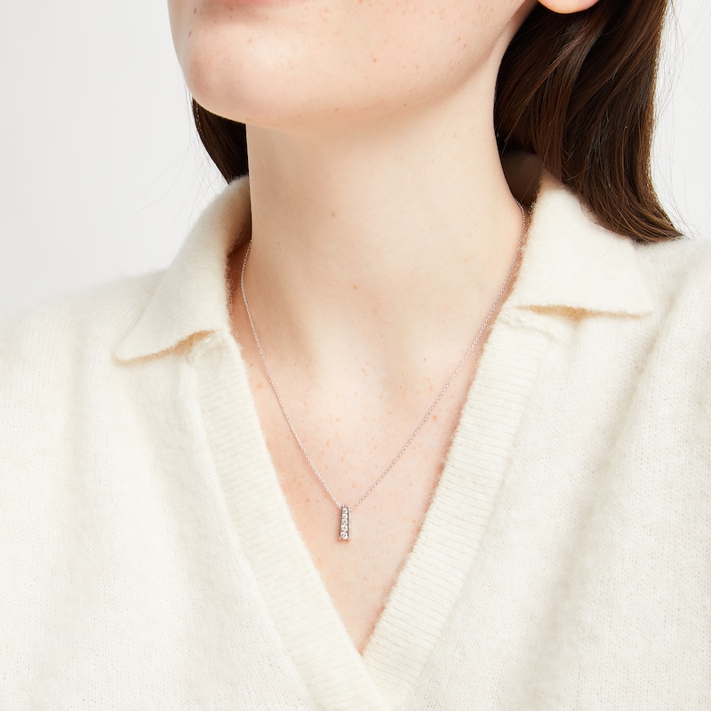 Main Image 4 of Diamond Ladder Necklace 1/4 ct tw Sterling Silver 18"