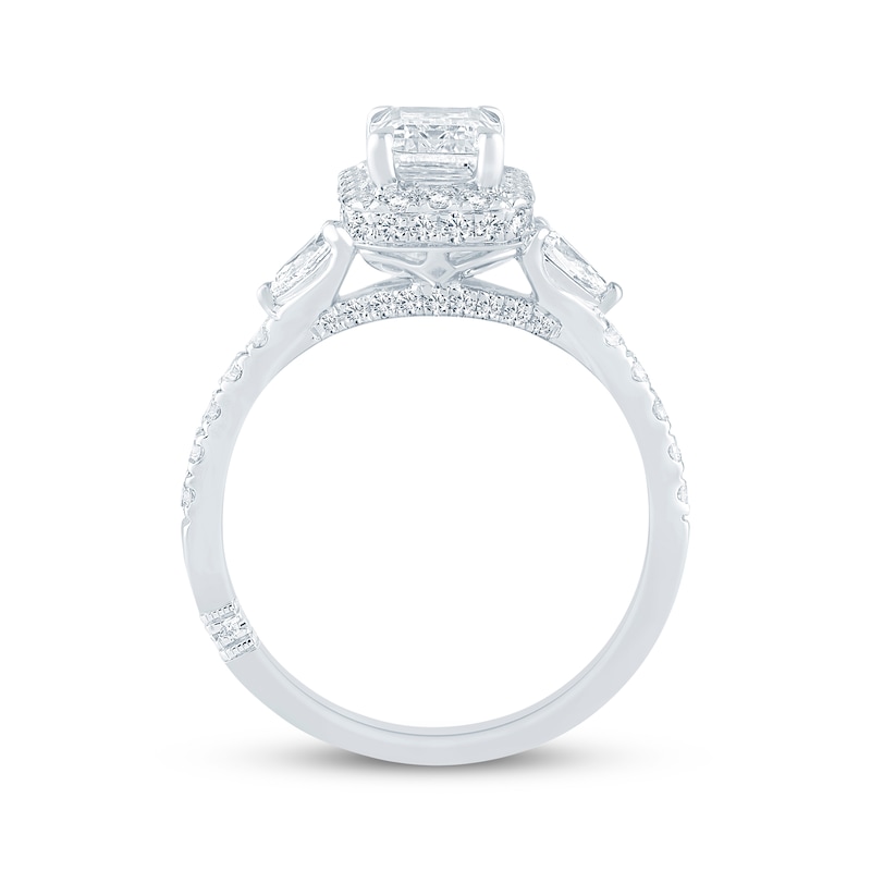 Main Image 3 of Monique Lhuillier Bliss Emerald-Cut Lab-Grown Diamond Engagement Ring 1-7/8 ct tw 18K White Gold